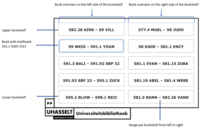 schematic representation of the place of books on the shelf